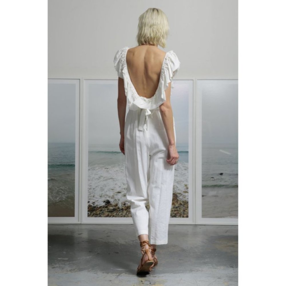 NWT Heidi Merrick Womens Size XS Le Papillon Jumpsuit Linen high waist open back